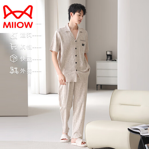 
Catman (MiiOW) can be used for men's summer thin cotton short-sleeved trousers thin summer can be used for home clothing suit F-9859 L