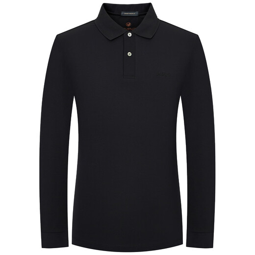 Angel Bird long-sleeved POLO shirt men's autumn style men's fashion business casual long-sleeved POLO shirt knitted lapel long-shirt black L -48 (175/96)