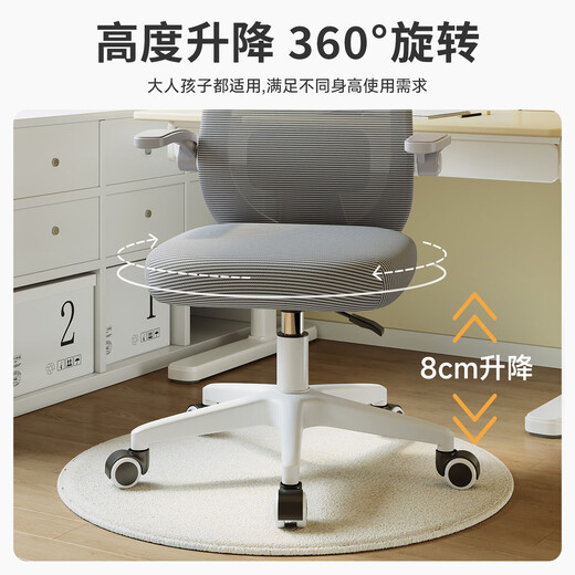 Dianying computer chair office chair home worker student study chair swivel chair writing study e-sports gaming chair DNY-03 white frame gray mesh + rotating armrest