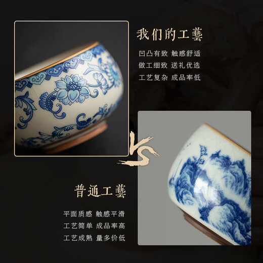 Xi Yuanji blue and white Ru Kiln tea set, complete set of high-end household teapots, cups and trays, retirement gifts, holiday souvenirs, beige and yellow Ru Kiln 9-head Xishi teapot gift box, practical birthday, wedding, housewarming and moving gift