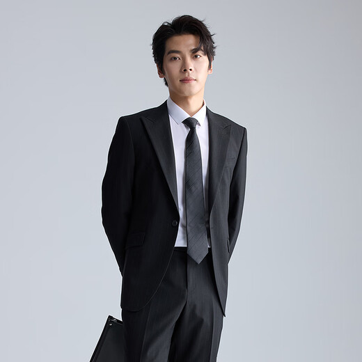 Lilang Wool Blended Suit Men's Fashion Simple Business Commuting Suit Black 175A