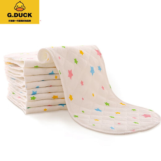 G.DUCKKIDS尿布纯棉尿片新生婴儿芥子介子布宝宝纱布尿布兜戒子可洗用品全棉 10条装 长方形 白色3层 M