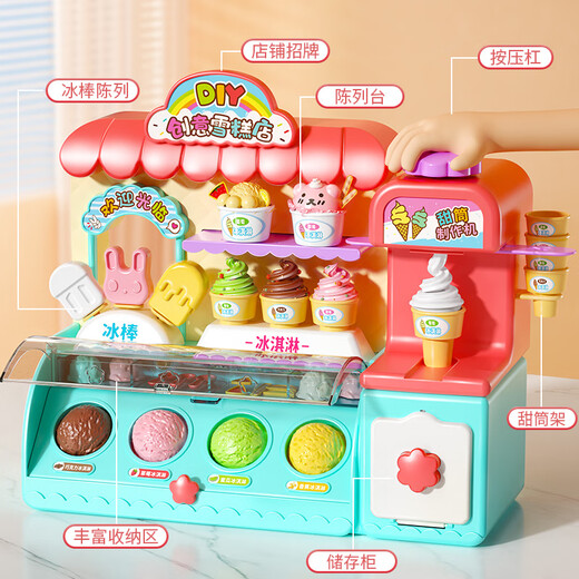 
Xidici Colorful Mud Children's Ice Cream Machine Girl Playing House Kitchen Toys Ultra Light Clay Mold Plasticine Birthday Gift
