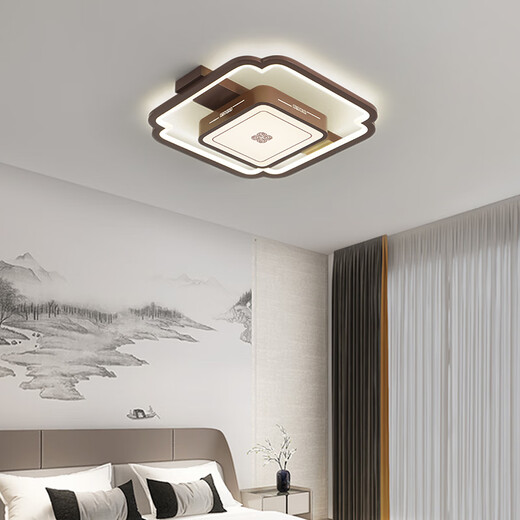 Leshi Lighting Modern New Chinese Style Living Room Ceiling Light Simple Dining Room Bedroom Study Tea Room Light Whole House Two Room One Living Chinese Style 6187-Circle 80cm-Three Color Light