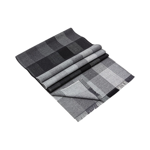 YOUNGOR Scarf Men's Scarf Wool Blended Fabric Winter Warm Casual Scarf Classic Plaid Pattern 2025 New Product Dark Gray VWWJ729971CQQ One Size