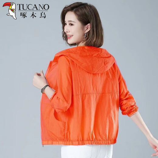 Woodpecker sunscreen clothes for women 2025 summer new breathable hooded thin coat mother suit long sleeve Korean style trendy white thin thin M