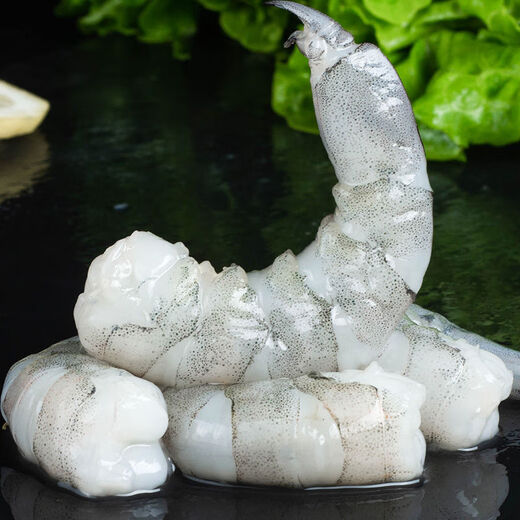 Whale mouth fresh large shrimps freshly peeled shrimps fresh white shrimps fresh frozen frozen shrimps large open back shrimps commercial wholesale extra large shrimps about 8-10 cm 3Jin Jin equals 0.5 kg (net weight)