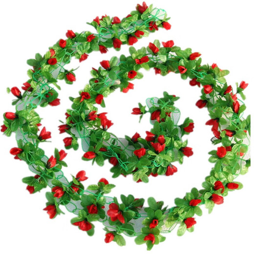 Simulated decorative magnolia small tulip flower vine string rattan pipe silk flower green plant flower grass wall hanging ceiling Magnolia random matching