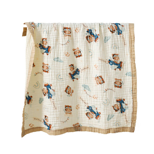 Newborn baby bath towel six layers pure cotton gauze bath towel type A soft children's blanket absorbent newborn baby blanket wide edge model - hot air balloon six layers 110*110cm