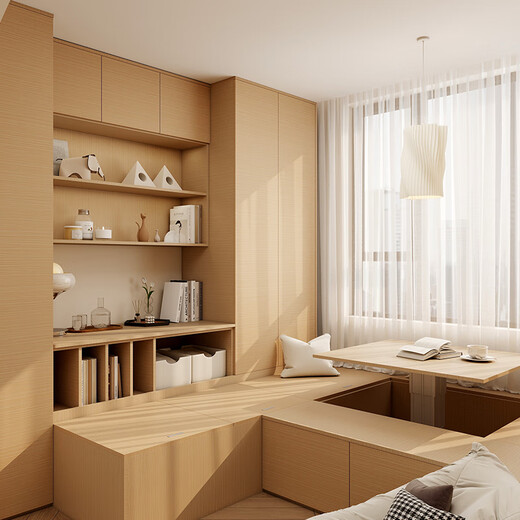 Quanyou (Quanu) Quanyou Whole House Customized Tatami Bett Tee Tischgarderobe Integrierte kleine Wohnung Multifunktionaler Tea Room Storage Cabinet 1098/Tatami -Anpassung (Anfrage für Details)