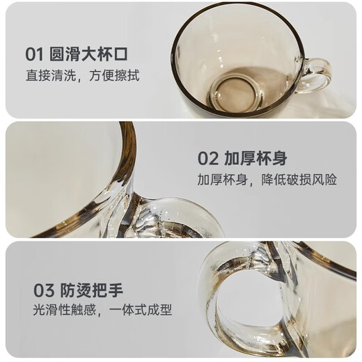 PINYU breakfast cup oatmeal cup large capacity milk cup thickened glass cup oatmeal bowl heat-resistant household 450ml cup lid + spoon