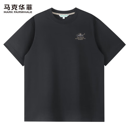 Fairwhale Gold Draht bestickt runden Hals Kurzarm T-Shirt Herren 2025 Sommer Neues Modes Black Short T-Top 1506 Black 001 L 175