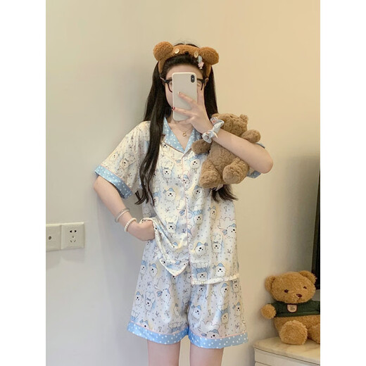 Yalu Summer Nuevo helado dulce Pajamas para mujeres Summer's Cool Cool Cool Cool Silk Silk Shorts Shorts Fin Home Cloting 5155 M 2 Tamaño [L Recomendado 80-105Jin [Jin equivale a 0.5 kg]]]