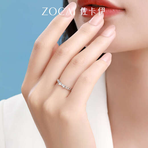Zokai Platinum Ring Fresh Bow Pt950 Platinum Live Mouth Adjustable Hand Jewelry New Women's Ring Gift for Girlfriend Ring/Return More, Replenish Less (Live Mouth 10#-16#) 1.69g