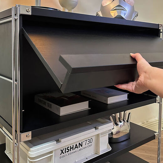 
Hisan stainless steel black flip door magazine cabinet storage rack chest of cabinet living room side cabinet entrance Nordic Bauhaus dining side cabinet lower drawer upper flip door cabinet combination 12604