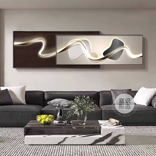 Pupan Light Luxury Modernes Wohnzimmer Dekoration Malerei Italienisch minimalistischer Stil Sofa Hintergrund wand hängende Malerei Atmosphärische Sinn überlagerte Wandmauer E1327 Helle Lichter A 8030 groß + 8020 klein = Gesamt überlagerte Länge 110 Hoch