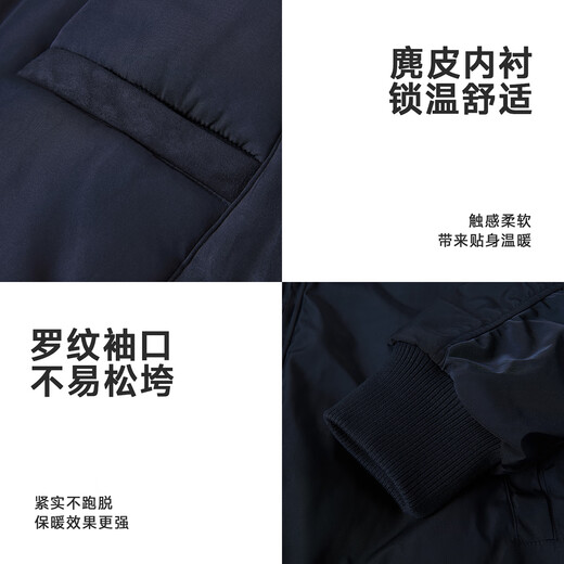 CHINISM CHChichen Basic Bomber Jacket Men's Autumn and Winter Thickened Cotton Clothes American Retro Couple Cotton Clothes Navy L