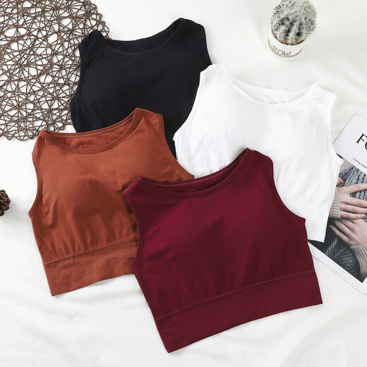 Women's Vest Sports Bra with Breast Pads and No Wires, Beautiful Back Wrapped Breast Yoga Tube Bra for Women SB091 White One Size (80-130Jin Jin is equal to 0.5kg)