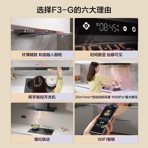 FOTILE F3-G slim European top suction 25 air volume cigarette stove linkage. Officially recommended with 02-TE21 set. 20% national subsidy for domestic trade-in of range hood.