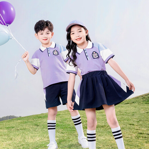 Chaomengcheng Primary School Uniforms Summer Children's Short-Sleeve Class Uniform Set Performance Clothes Kindergarten Clothes Summer Clothes Graduation Photo Customized 6623 Red Women's Set 100 Recommended height 90cm