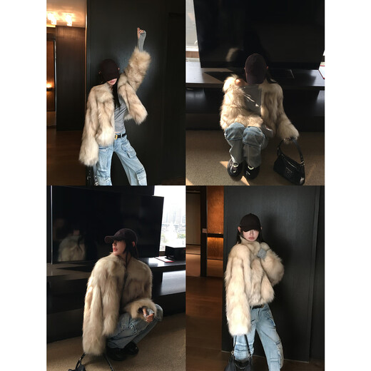 
COCO LIMITED fur Romantic resonance Finland imported SAGA silver fox lapel full fur fur amber camel (Jiaojie strongly promotes color) S