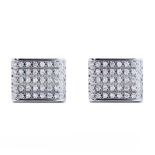 Nosskiss Light Luxus Square Seuchter Kristall Manschettenknopf Französisches Hemd Manschettenknopf Herren Ärmel Nagelmanschetten Geschenkbox Vatertag Geschenk Silber Silber