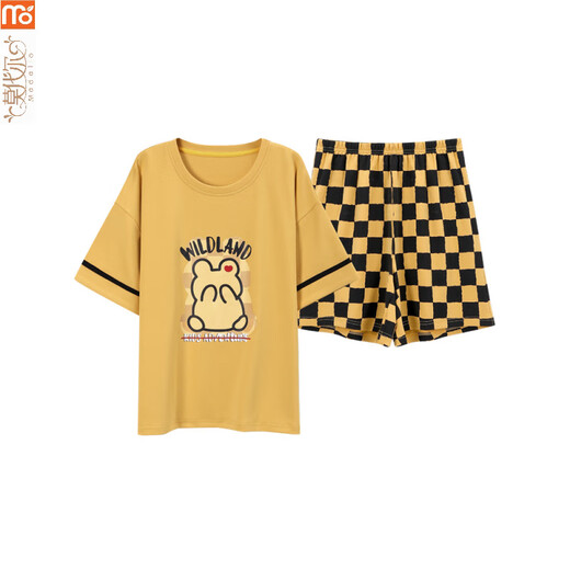 
Modal pajamas for women in summer 2025 new short-sleeved full-plaid suit Korean version for outdoor wear cartoon home clothes Y9856 M (recommended 75-95Jin [Jin equals 0.5 kg])