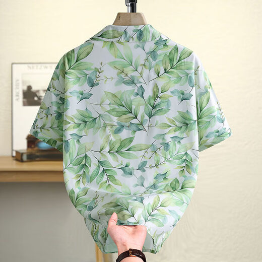 Kurashi Ichiki Shirt Hawaiian Flower Shirt Short Short's Men's Summer Ice Silk Fin Beach Couple Loose Casual confort