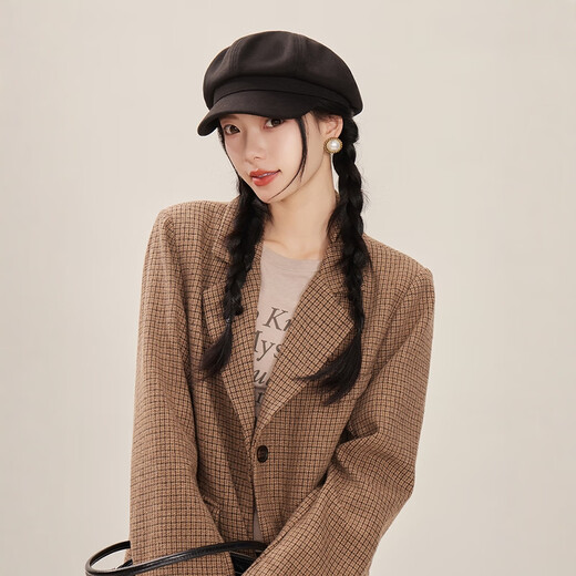 Popeye Woolen Octagonal Hat Women's Spring and Autumn Trend Korean Version British Retro Painter Internet Celebrity Beret Showing Face Small Literary Newsboy Hat