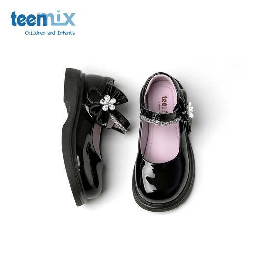 Tianmei Children's Shoes Children's Small Leather Shoes Girls' Shoes Single Shoes Female Baby Performance Princess Shoes 2025 Spring New Black 32