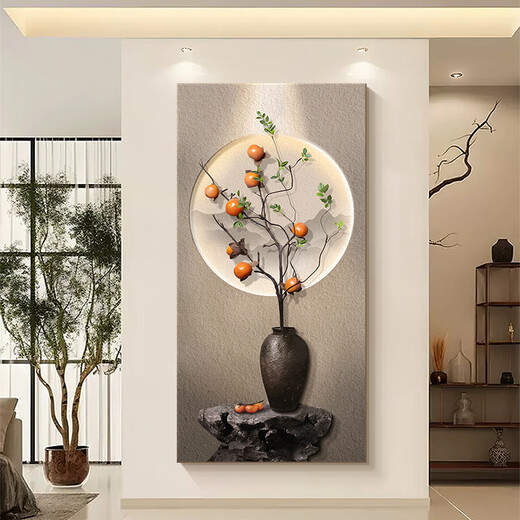 Long time no see Shishi Ruyi new Chinese style entrance decorative painting three-dimensional sandstone corridor aisle hanging painting vertical entrance door mural