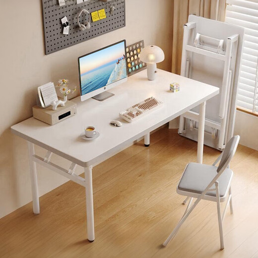 Jingcai computer table home folding table desk study table office desk training table long table JZ35 white 120*60cm