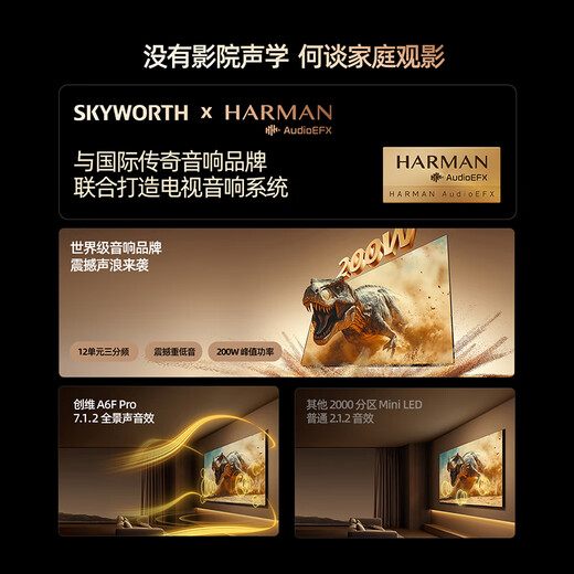 Skyworth TV 65A6F Pro 65-inch smart flat-panel TV 1792 partition QD-Mini LED echo wall LCD game 65-inch state subsidy 20% A6E+