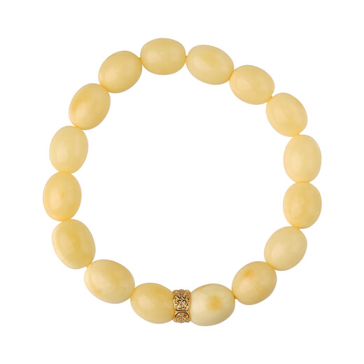 Potala Palace Beeswax Date Beads Single Circle Bracelet 925 Silver Transfer Beads Amber Disk Bracelet Birthday Gift for Men and Women Beeswax 925 Silver Bracelet