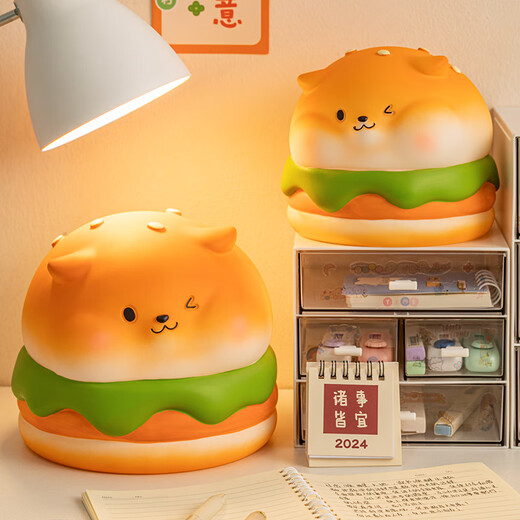 Piggy Bank Ornamente kreativer süßer Welpe 2025 Neues Modell tritt nur ein und lässt nicht erwachsene Kinder Jungen und Mädchen Einsparungen Brot Welpe - große Größe [Eier Toast]