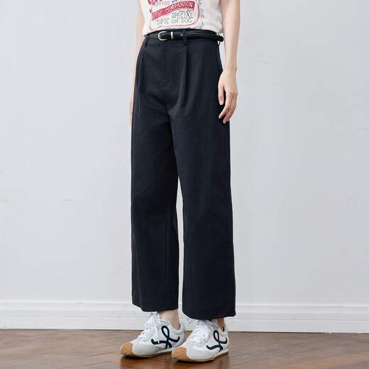 Shifanli casual pants dad pants bucket pants 2025 summer new loose and comfortable balloon pants cropped pants women navy blue M