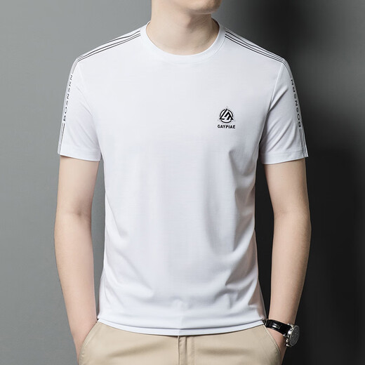 DVW T-shirt international de vêtements masculins pour hommes à manches courtes masculines 2025 Été Nouveau imprimé de mode décontracté cou rond à manches demi-manches Khaki 2xl 54 150-165jin [Jin est égal à 0,5 kg]