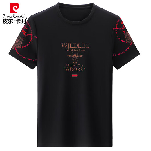 皮尔卡丹（pierre cardin）冰丝短袖t恤男士新款夏季薄款印花半袖体恤男冰感潮牌速干T上衣 818凶猛虎头+829条字母 XL 175/ 建议125-150斤