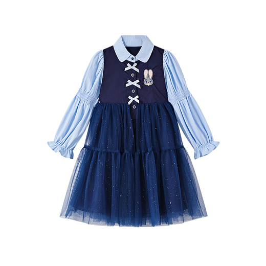 Disney Zootopia Judy Girls Skirt Dress 2025 Autumn New New Arrival Fake Two-piece Dress