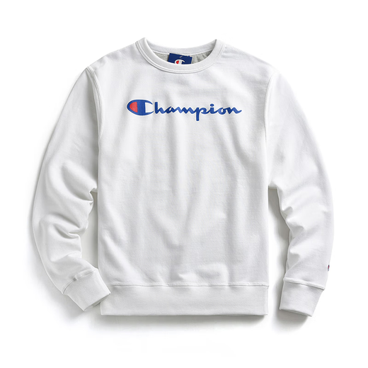 Champion US Champion Printed Cursive Logo Fall and Winter Plus Velvet Round Neck Loose Men's and Women's Couple Sweaters Long Sleeves Off Stock Clearance White (Cursive Print) S 100-120Jin Jin is equal to about 0.5 kg