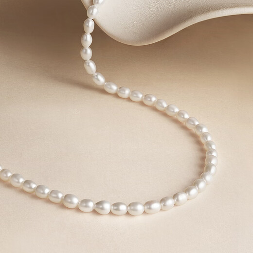 Saturday Fortune S925 Silver Pearl Necklace Girl Birthday Gift X0512047 Rice Pearls 5-6mm 40+3cm