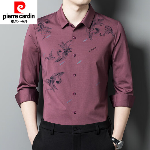 Pierre Cardin Summer Seda Seda Roja Hombres Vestidos de novia de altura corta Padre Feliz Padre Padres Camisa de novio Rojo 6623 Long. Lleved S 165