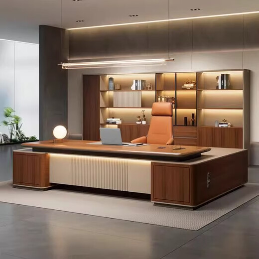 Yuzhu light luxury high-end boss desk desk simple modern leadership office furniture president manager desk and chair combination 1.8 meters boss desk