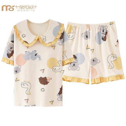 Modal Sommer kurzärmeligte Pyjamas Anzug für Frauen süße 200 Jin [Jin gleich 0,5 kg] Heimkleidung Fett MM Großgröße Sommer loser Prinzessinstil Koreanische Version KNC3519 XL