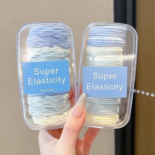 Sea salt blue hair rope, hair rope, hair tie, simple high ponytail rubber band, cute headdress for girls, seamless and high elasticity, 10 pieces (opp bag packaging), random colors