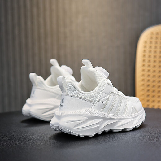 Huilirui zapatos deportivos infantiles zapatos blancos 2025 primavera nueva estilo de malla malla calzado gris sesures de la escuela primaria ligera 15246-blanca 31