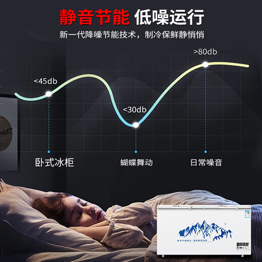 美凌蓝冰一级能效卧式冰柜冷冻柜商用大容量冷藏冷冻两用大冷柜保鲜展示柜雪糕柜双温冰箱小型冰柜家用 1028款单温加宽【一级能效】