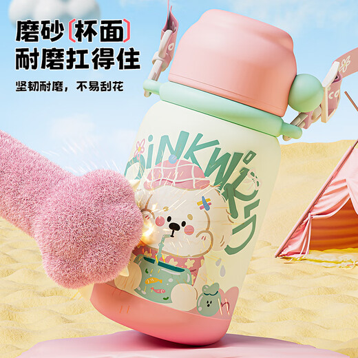 COOKSS children's thermos cup 316 stainless steel boys kindergarten straw large capacity kettle girls school special water cup