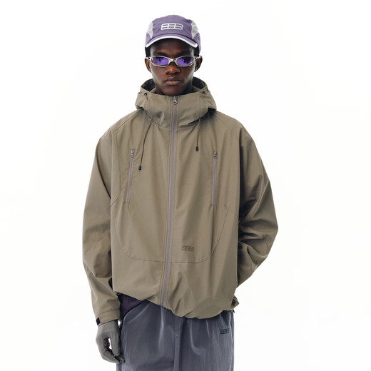 FPA three-proof double-pull hooded three-dimensional structure charge outdoor sports windproof couple jacket style outer jacket black L