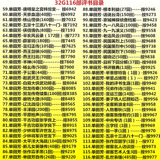 Z Elderly Storytelling 32G Colección completa Tarjeta de memoria de almacenamiento Shan Tianfang Liu Lanfang Audio MP3 Radio Reproducción de tarjeta TF 32G Las diez mejores tarjetas de narración famosas 96 - Sin máquina